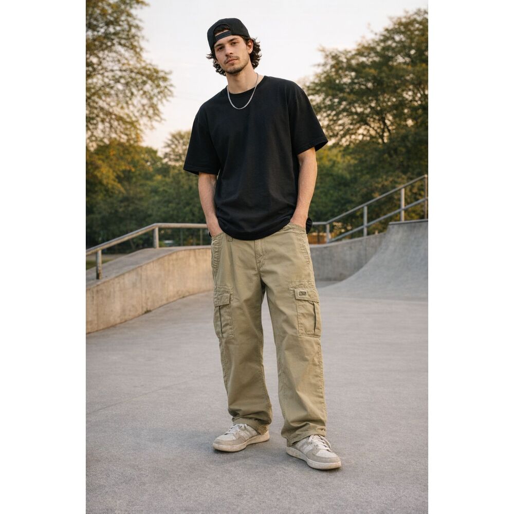 Levis Mens Cargo Pants Loose Straight Khaki Utility Pockets Size 34x32 Skater T